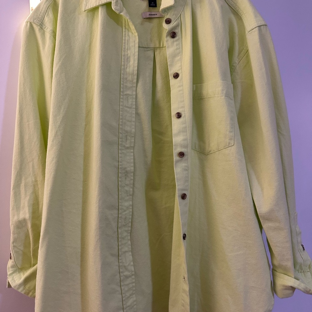 Casual Light LIME Green Button-Down Shirt